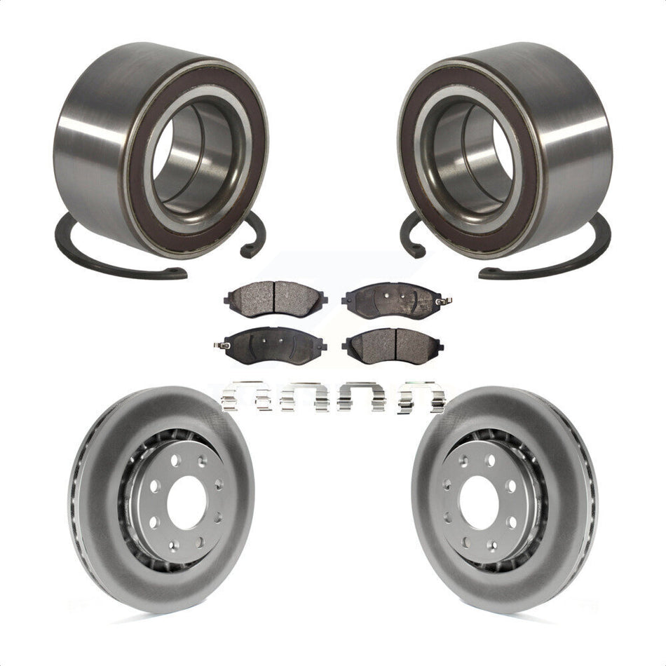 Front Wheel Bearing With Coated Disc Brake Rotors And Ceramic Pads Kit For 2014-2016 Chevrolet Spark EV KBB-102140