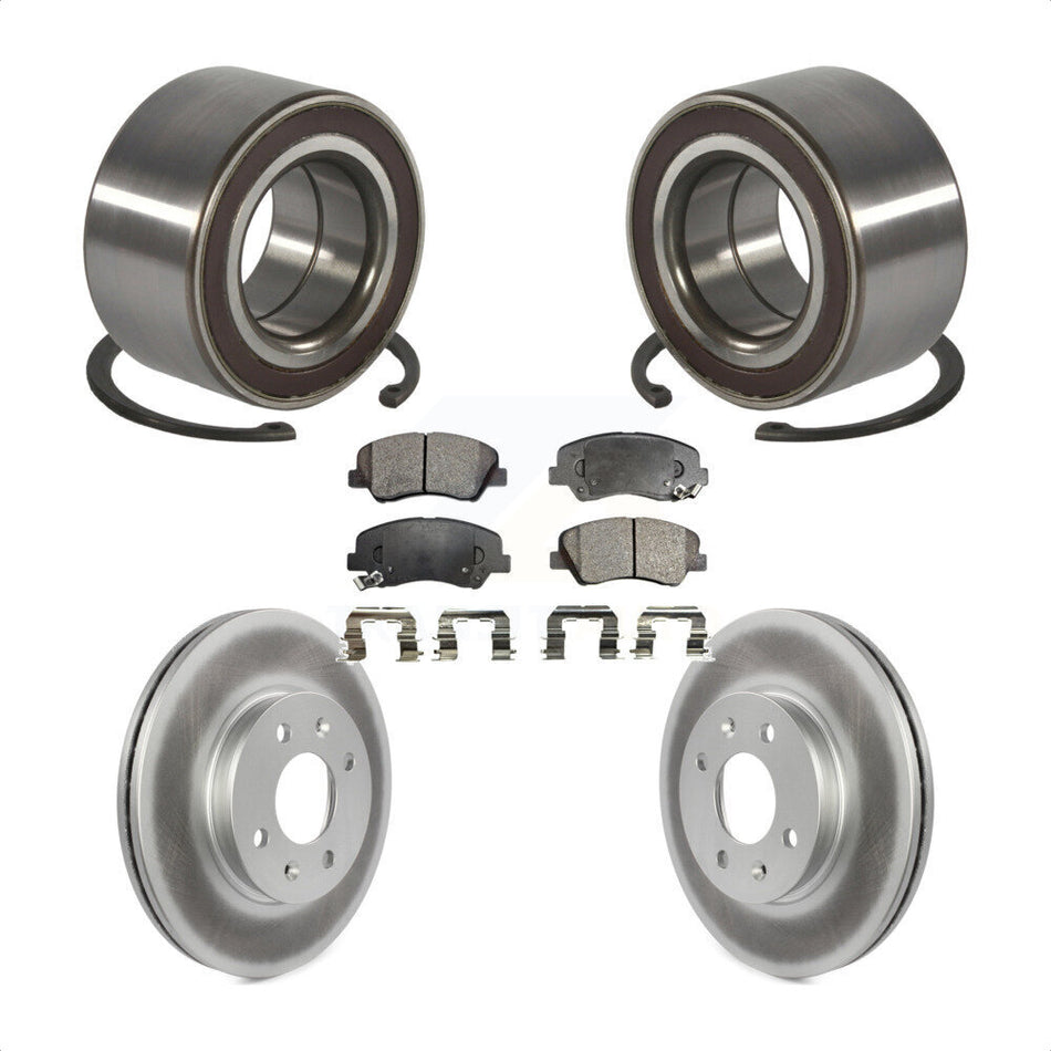 Front Wheel Bearing With Coated Disc Brake Rotors And Ceramic Pads Kit For Kia Rio KBB-102145