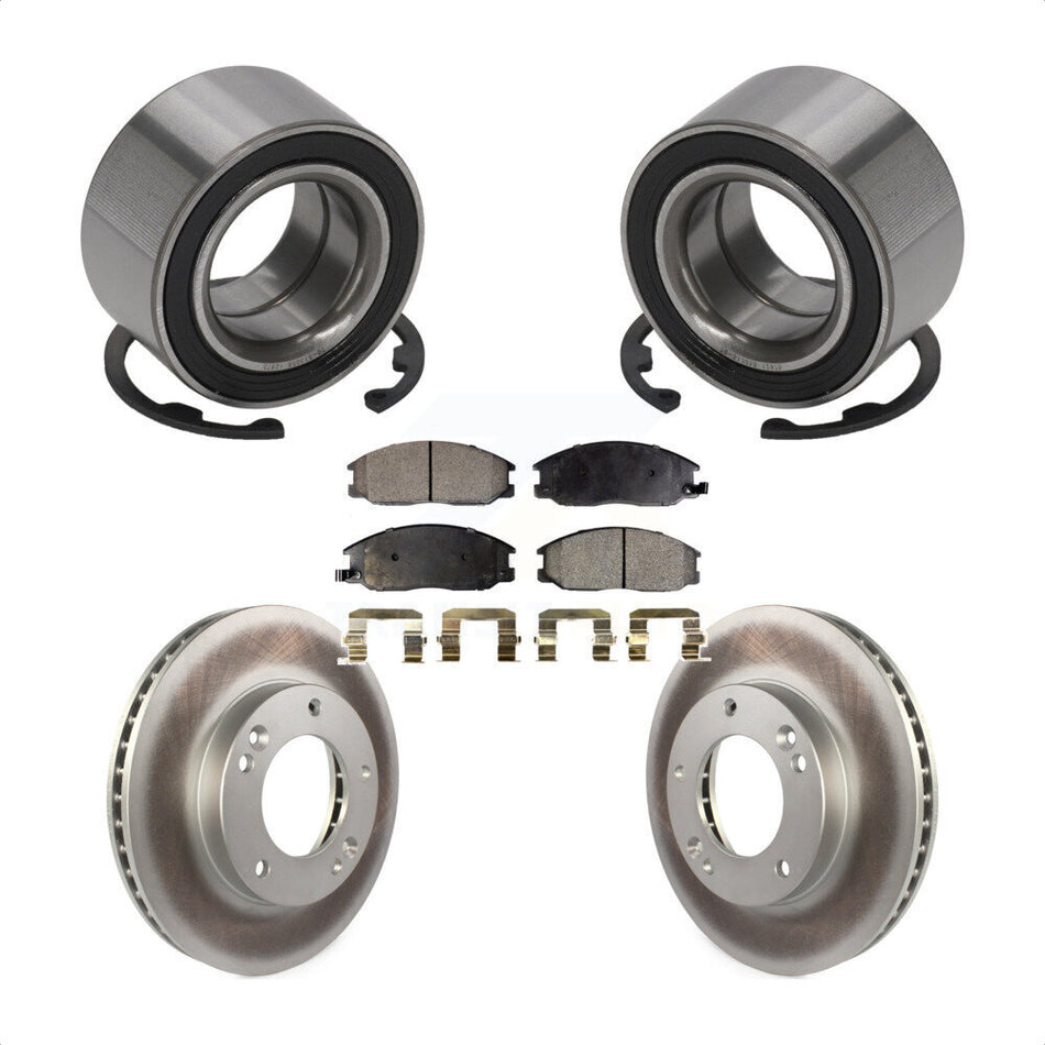 Front Wheel Bearing With Coated Disc Brake Rotors And Ceramic Pads Kit For 2003-2006 Kia Sorento KBB-102152