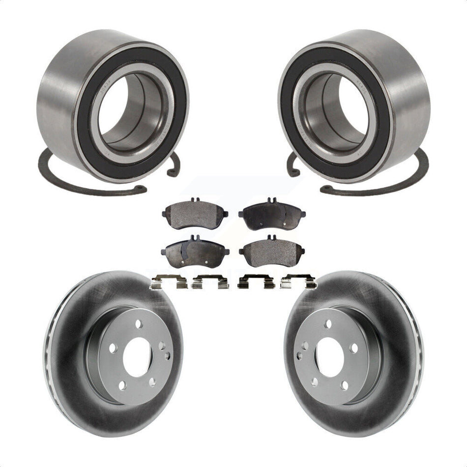 Front Wheel Bearing With Coated Disc Brake Rotors And Ceramic Pads Kit For 2010-2010 Mercedes-Benz C300 C250 AWD KBB-102155