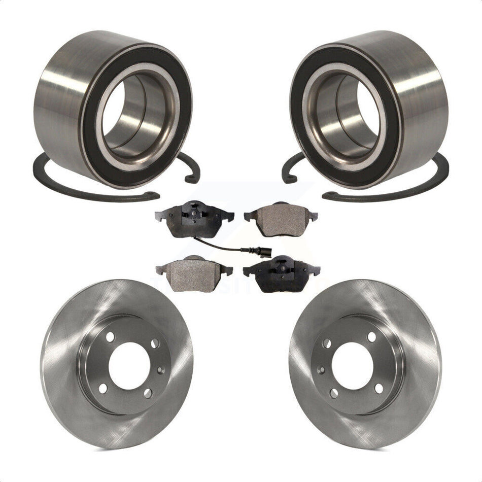 Front Wheel Bearing With Disc Brake Rotors And Semi-Metallic Pads Kit For 1996-1998 Volkswagen Jetta 2.8L 239mm Diameter Rotor KBB-102164