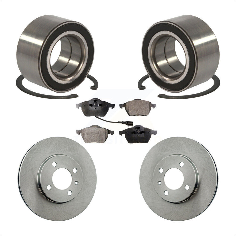 Front Wheel Bearing With Disc Brake Rotors And Semi-Metallic Pads Kit For 1996-1998 Volkswagen Jetta 2.8L 256mm Diameter Rotor KBB-102167