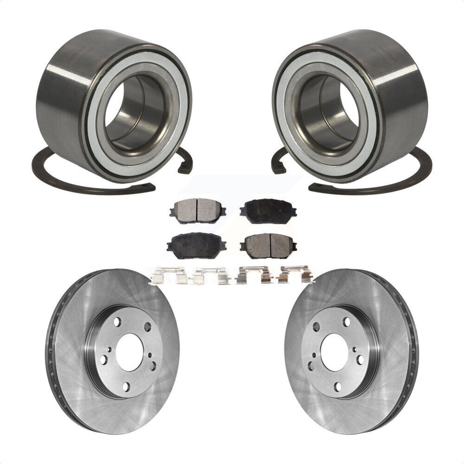 Front Wheel Bearing With Disc Brake Rotors And Semi-Metallic Pads Kit For 2002-2003 Toyota Camry 275mm Diameter Rotor KBB-102170