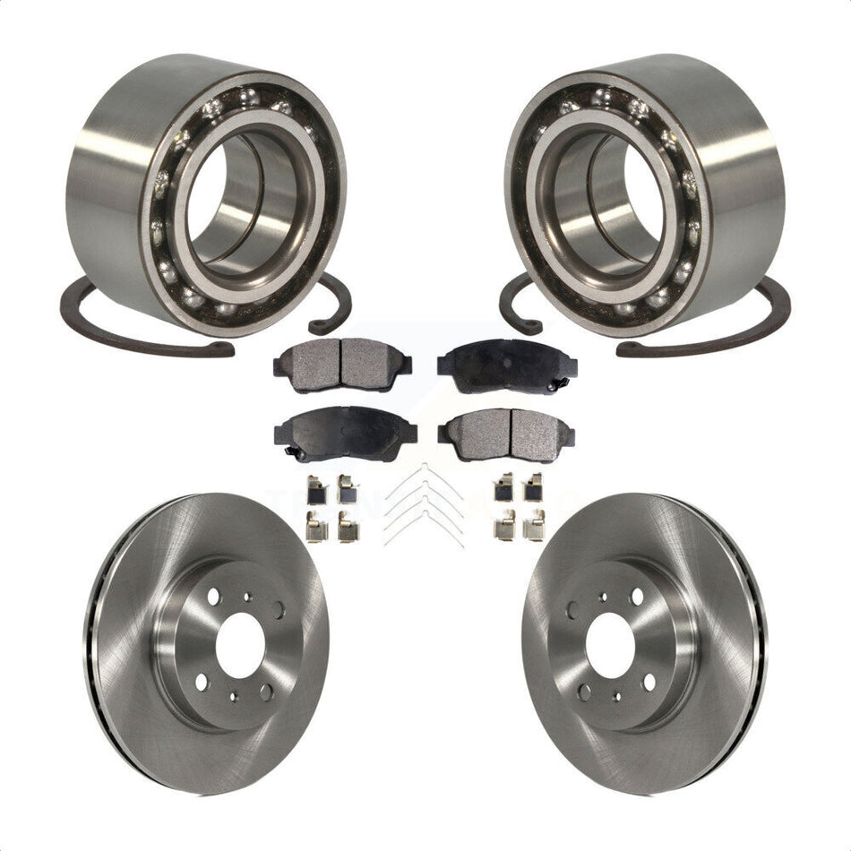 Front Wheel Bearing With Disc Brake Rotors And Semi-Metallic Pads Kit For 1993-1997 Toyota Corolla Geo Prizm KBB-102179