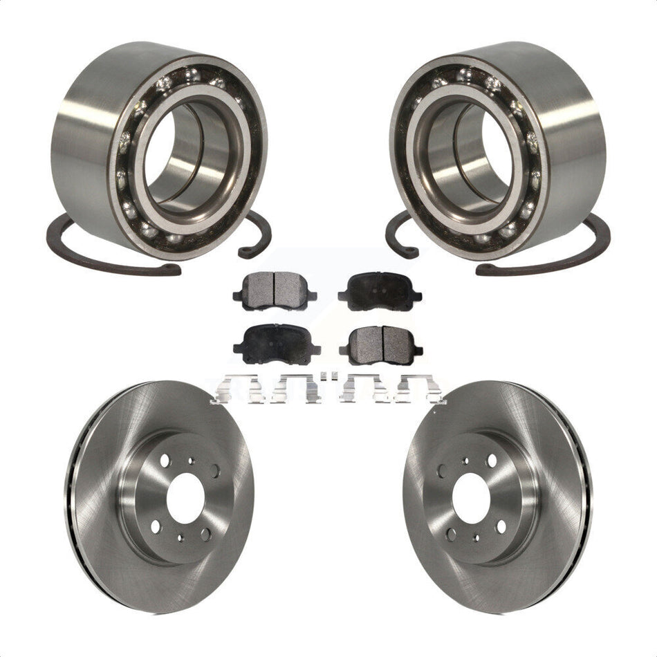 Front Wheel Bearing With Disc Brake Rotors And Semi-Metallic Pads Kit For 1998-2002 Toyota Corolla Chevrolet Prizm KBB-102180