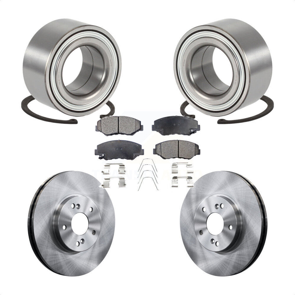 Front Wheel Bearing With Disc Brake Rotors And Semi-Metallic Pads Kit For 2003-2004 Honda Pilot KBB-102189