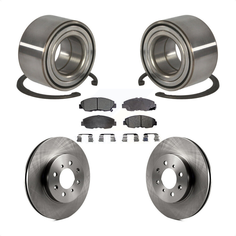 Front Wheel Bearing With Disc Brake Rotors And Semi-Metallic Pads Kit For Honda Civic Acura EL KBB-102201