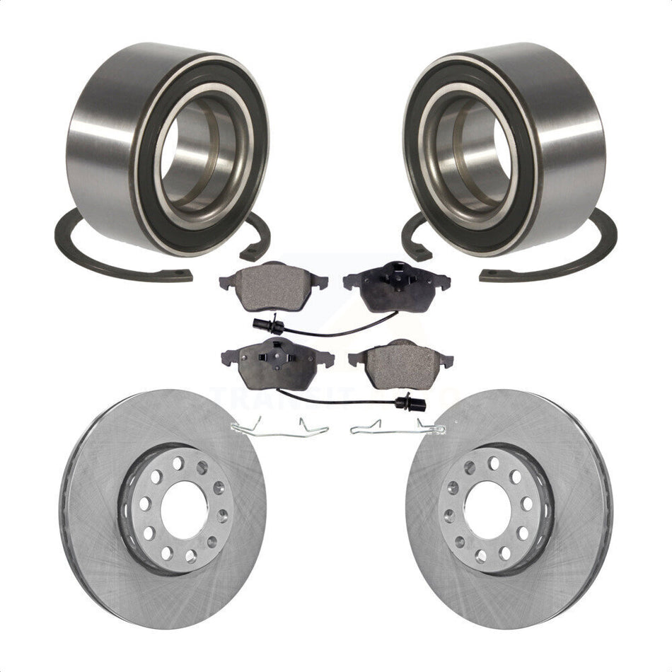 Front Wheel Bearing With Disc Brake Rotors And Semi-Metallic Pads Kit For Volkswagen Passat Audi A4 Quattro KBB-102206