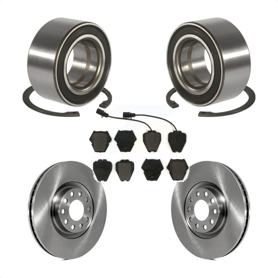 Front Wheel Bearing With Disc Brake Rotors And Semi-Metallic Pads Kit For 2000-2001 Audi A4 Quattro S4 KBB-102208