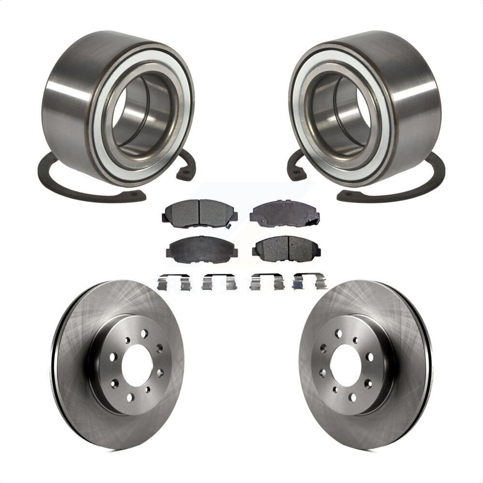 Front Wheel Bearing With Disc Brake Rotors And Semi-Metallic Pads Kit For Honda Civic Acura EL KBB-102217