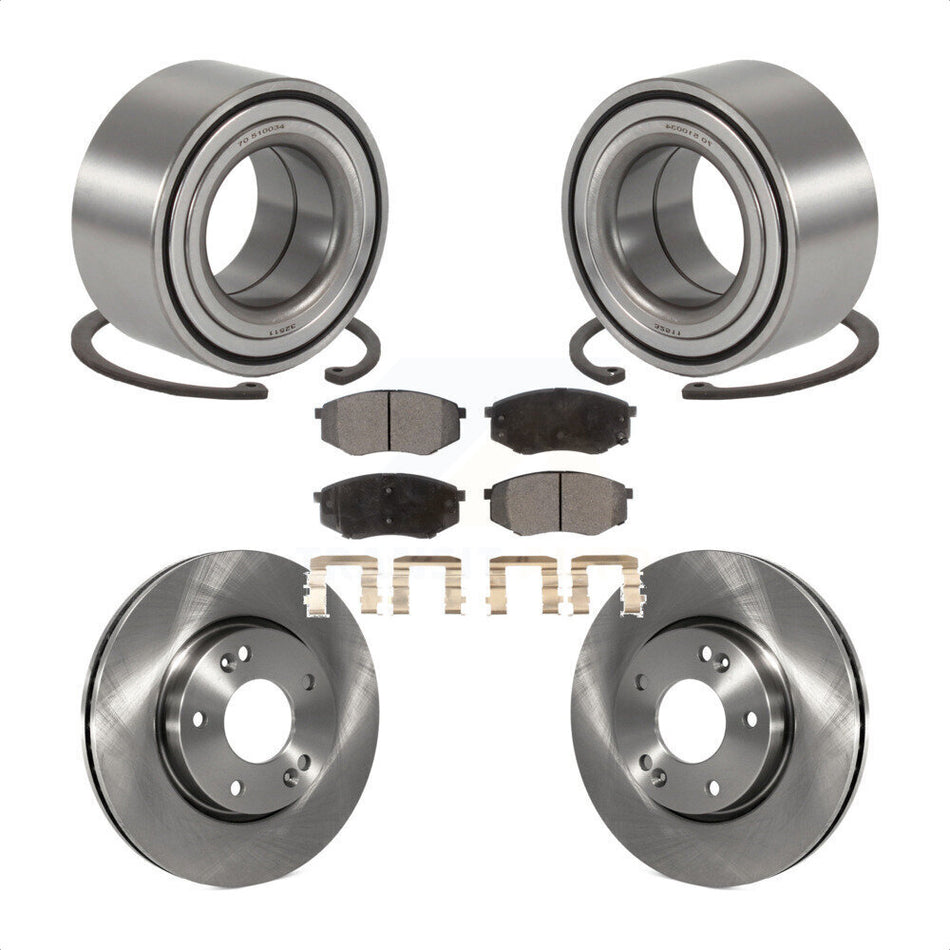 Front Wheel Bearing With Disc Brake Rotors And Semi-Metallic Pads Kit For Hyundai Tucson Kia Sportage FWD KBB-102224
