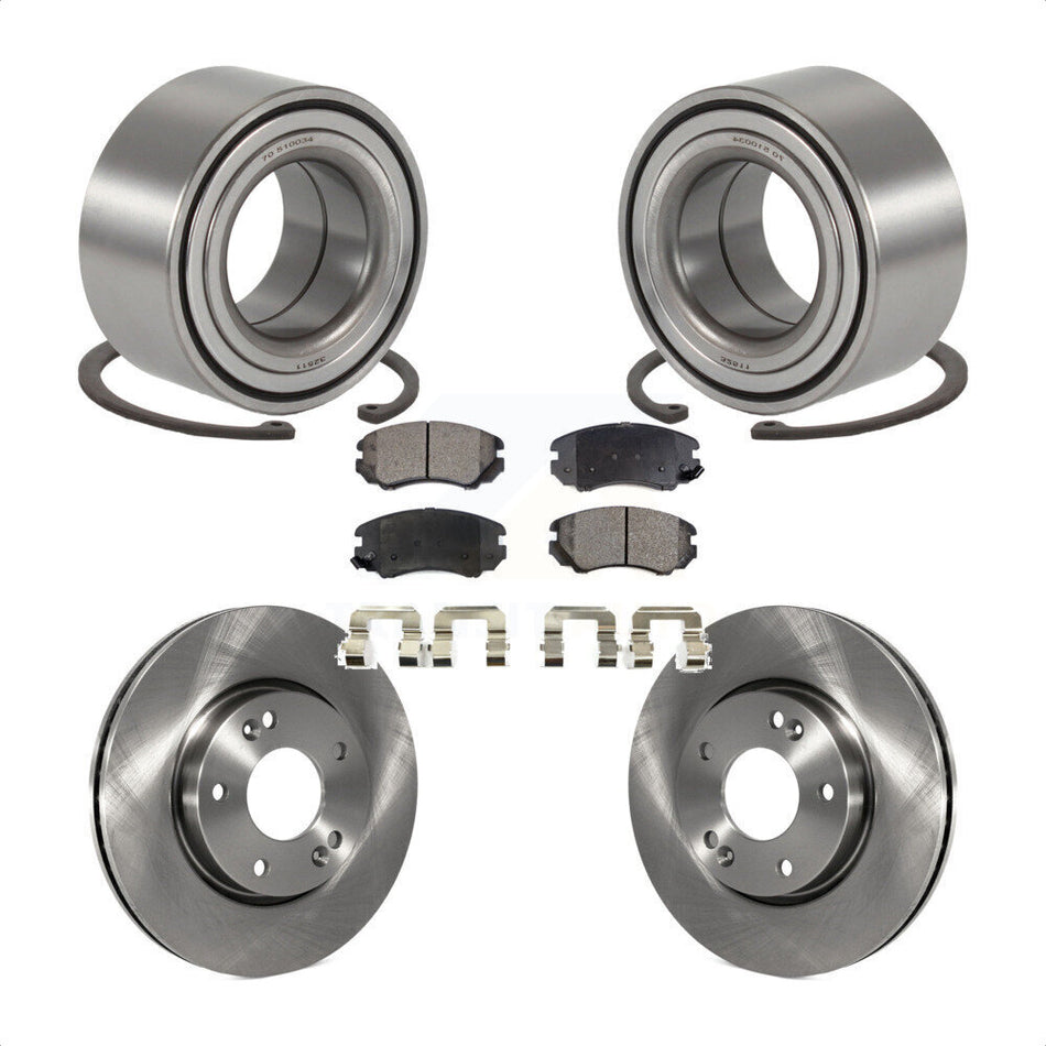 Front Wheel Bearing With Disc Brake Rotors And Semi-Metallic Pads Kit For Hyundai Sonata Kia Sportage Tucson Optima Magentis KBB-102225
