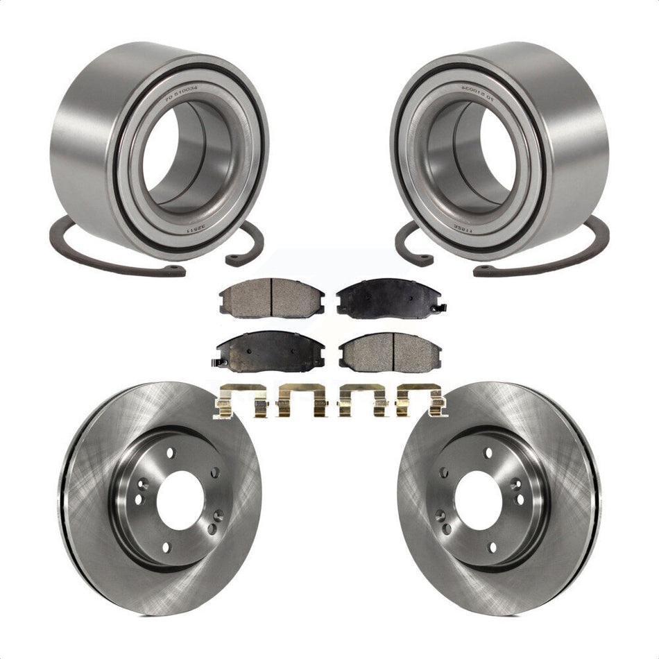 Front Wheel Bearing With Disc Brake Rotors And Semi-Metallic Pads Kit For 2001-2006 Hyundai Santa Fe 276mm Diameter Rotor KBB-102226