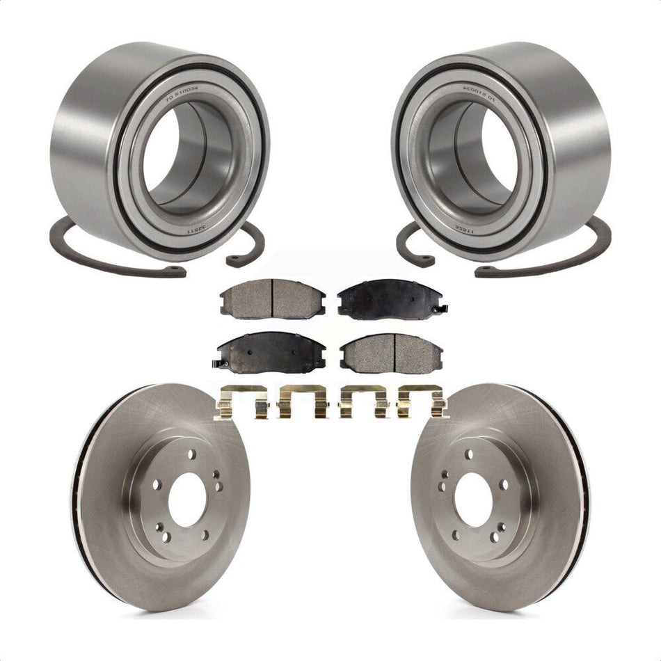 Front Wheel Bearing With Disc Brake Rotors And Semi-Metallic Pads Kit For 2001-2006 Hyundai Santa Fe 294mm Diameter Rotor KBB-102227