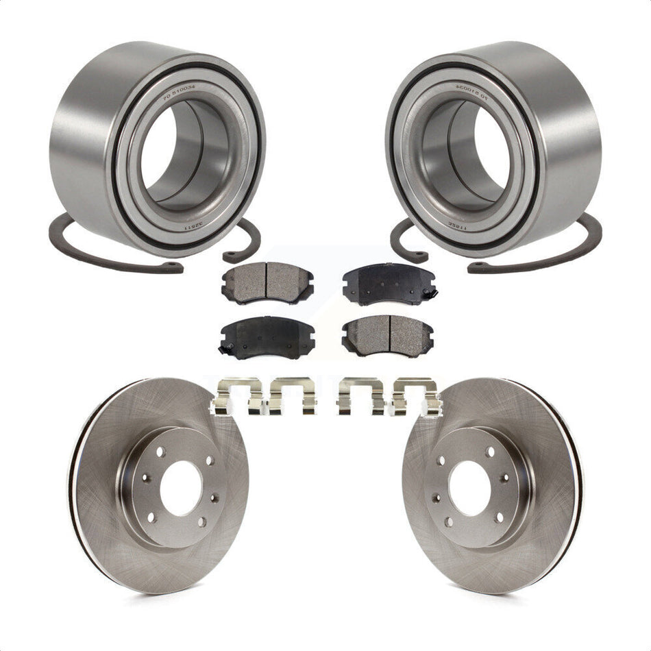 Front Wheel Bearing With Disc Brake Rotors And Semi-Metallic Pads Kit For Hyundai Sonata Kia Optima Magentis KBB-102232