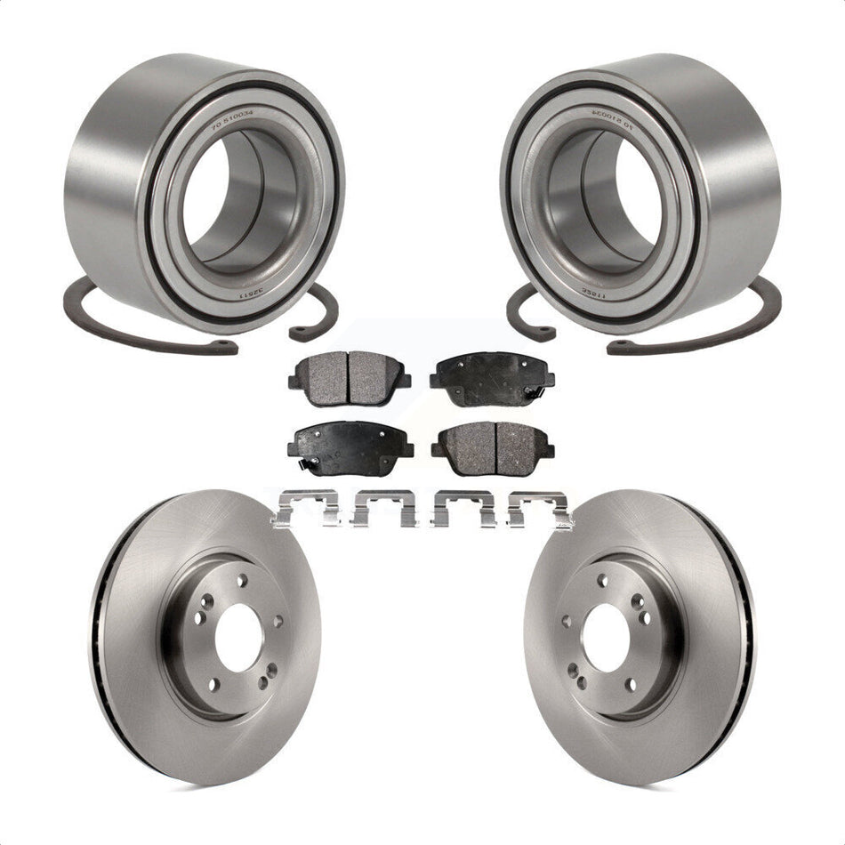 Front Wheel Bearing With Disc Brake Rotors And Semi-Metallic Pads Kit For Hyundai Sonata Kia Optima KBB-102234
