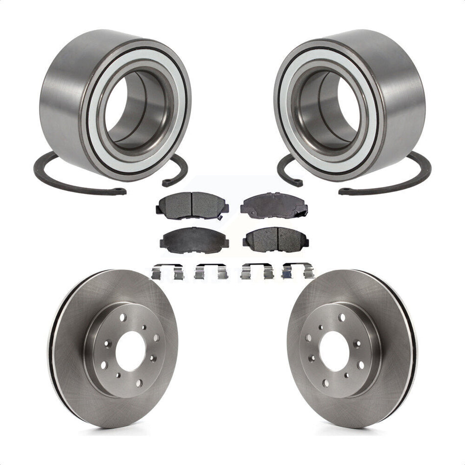 Front Wheel Bearing With Disc Brake Rotors And Semi-Metallic Pads Kit For 1998-2002 Honda Accord Sedan with 2.3L KBB-102245