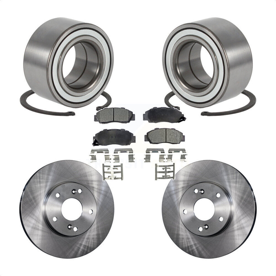 Front Wheel Bearing With Disc Brake Rotors And Semi-Metallic Pads Kit For 1998-2002 Honda Accord 3.0L KBB-102246