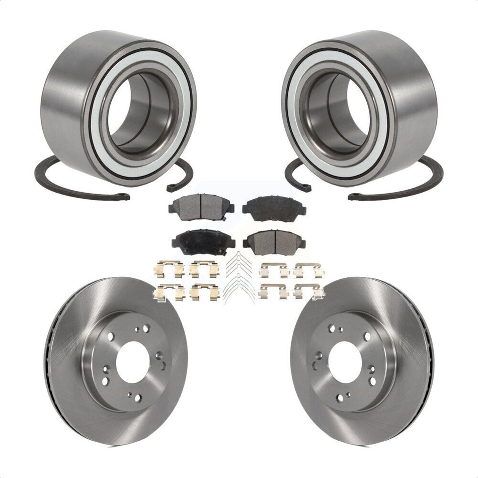 Front Wheel Bearing With Disc Brake Rotors And Semi-Metallic Pads Kit For Honda Civic Acura RSX KBB-102250