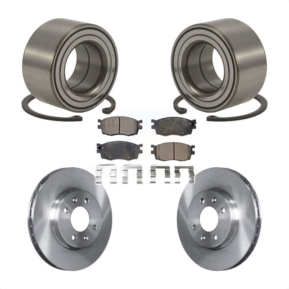 Front Wheel Bearing With Disc Brake Rotors And Semi-Metallic Pads Kit For Hyundai Accent Kia Rio Rio5 KBB-102259