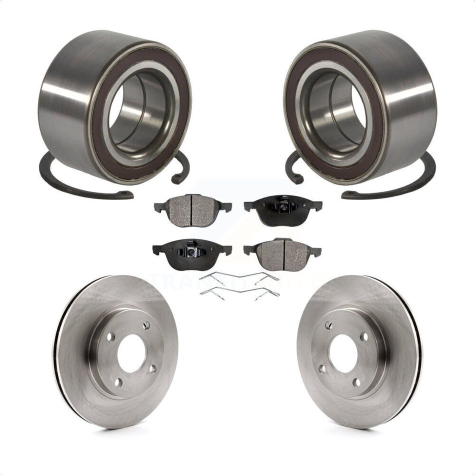 Front Wheel Bearing With Disc Brake Rotors And Semi-Metallic Pads Kit For 2004 Ford Focus LX Mid High SE ZTS ZTW ZX3 ZX5 From 04 05 KBB-102261
