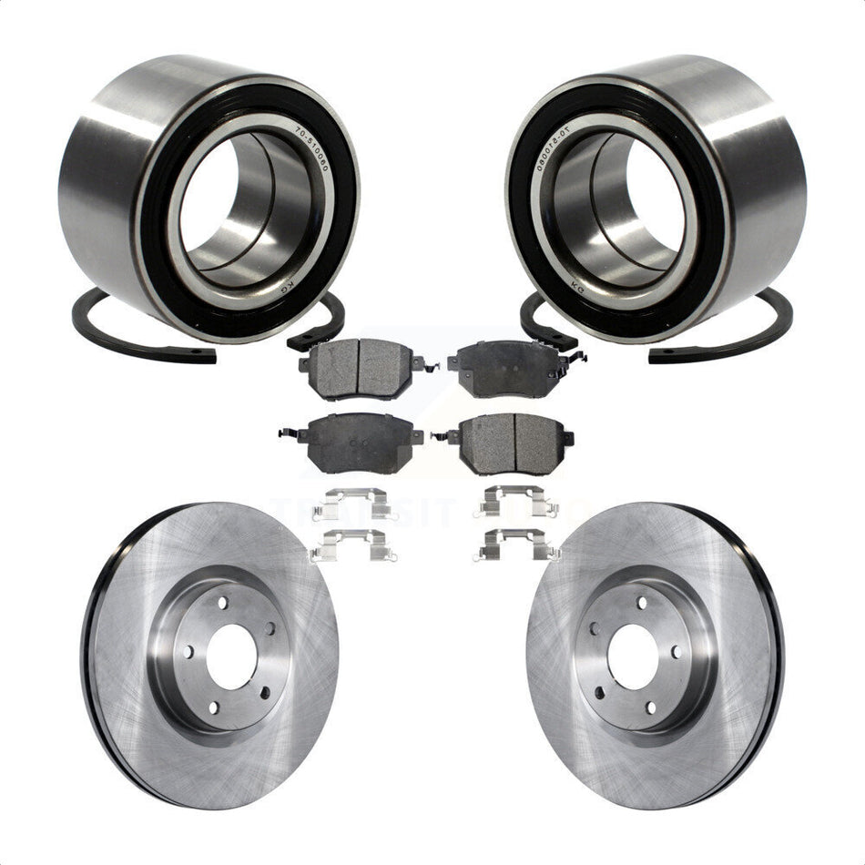 Front Wheel Bearing With Disc Brake Rotors And Semi-Metallic Pads Kit For Nissan Altima Maxima KBB-102272