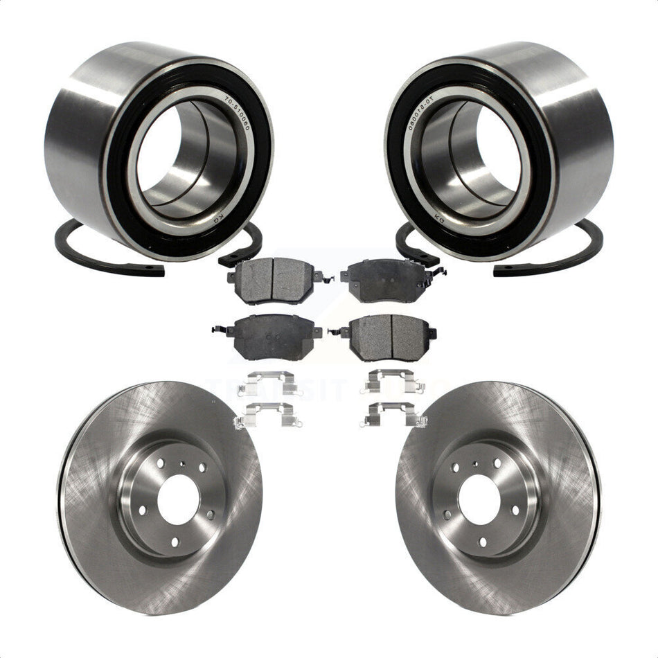 Front Wheel Bearing With Disc Brake Rotors And Semi-Metallic Pads Kit For Nissan Altima Maxima KBB-102273