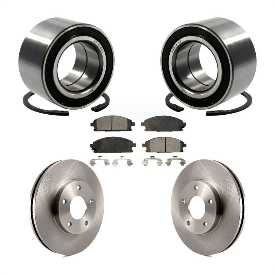 Front Wheel Bearing With Disc Brake Rotors And Semi-Metallic Pads Kit For 2005-2006 Nissan X-Trail KBB-102274
