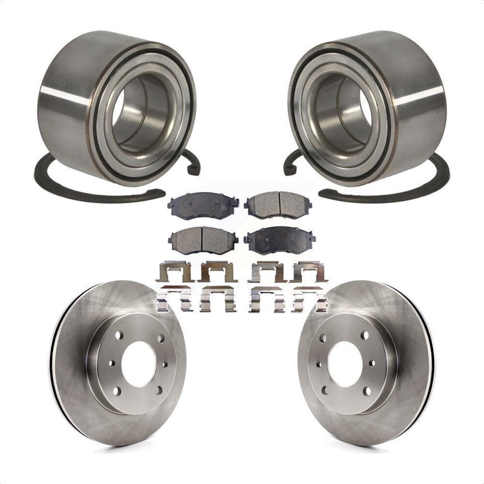 Front Wheel Bearing With Disc Brake Rotors And Semi-Metallic Pads Kit For Nissan Sentra 1.8L KBB-102275