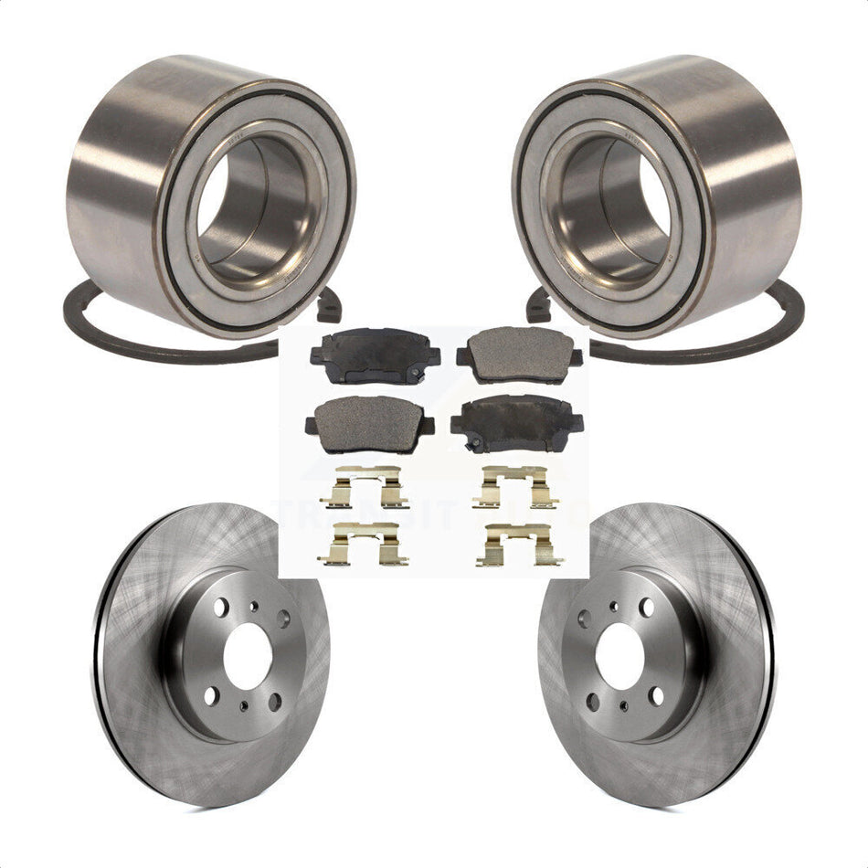 Front Wheel Bearing With Disc Brake Rotors And Semi-Metallic Pads Kit For 2001-2005 Toyota Echo KBB-102278