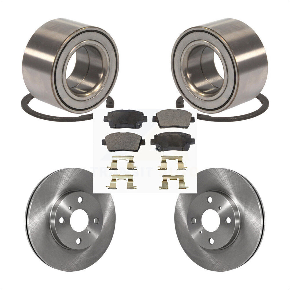 Front Wheel Bearing With Disc Brake Rotors And Semi-Metallic Pads Kit For 2004-2006 Scion xB xA KBB-102281