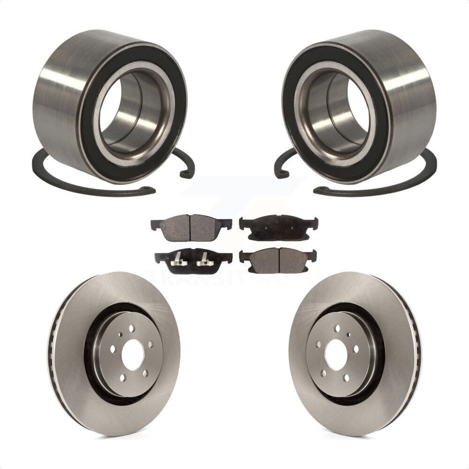 Front Wheel Bearing With Disc Brake Rotors And Semi-Metallic Pads Kit For 2015 Ford Edge AWD KBB-102285