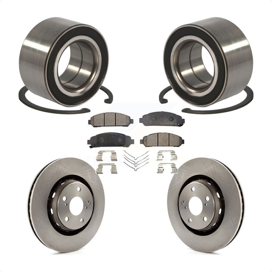 Front Wheel Bearing With Disc Brake Rotors And Semi-Metallic Pads Kit For 2009-2016 Toyota Venza KBB-102298