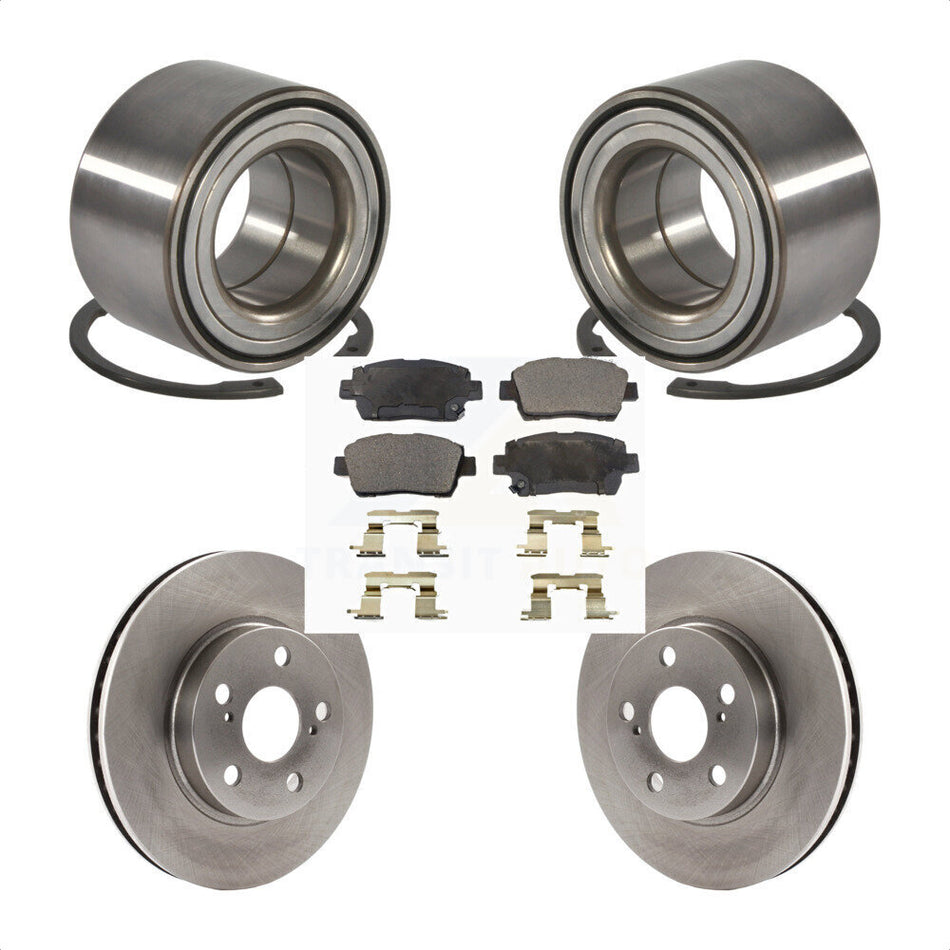 Front Wheel Bearing With Disc Brake Rotors And Semi-Metallic Pads Kit For 2000 Toyota Celica GT KBB-102300
