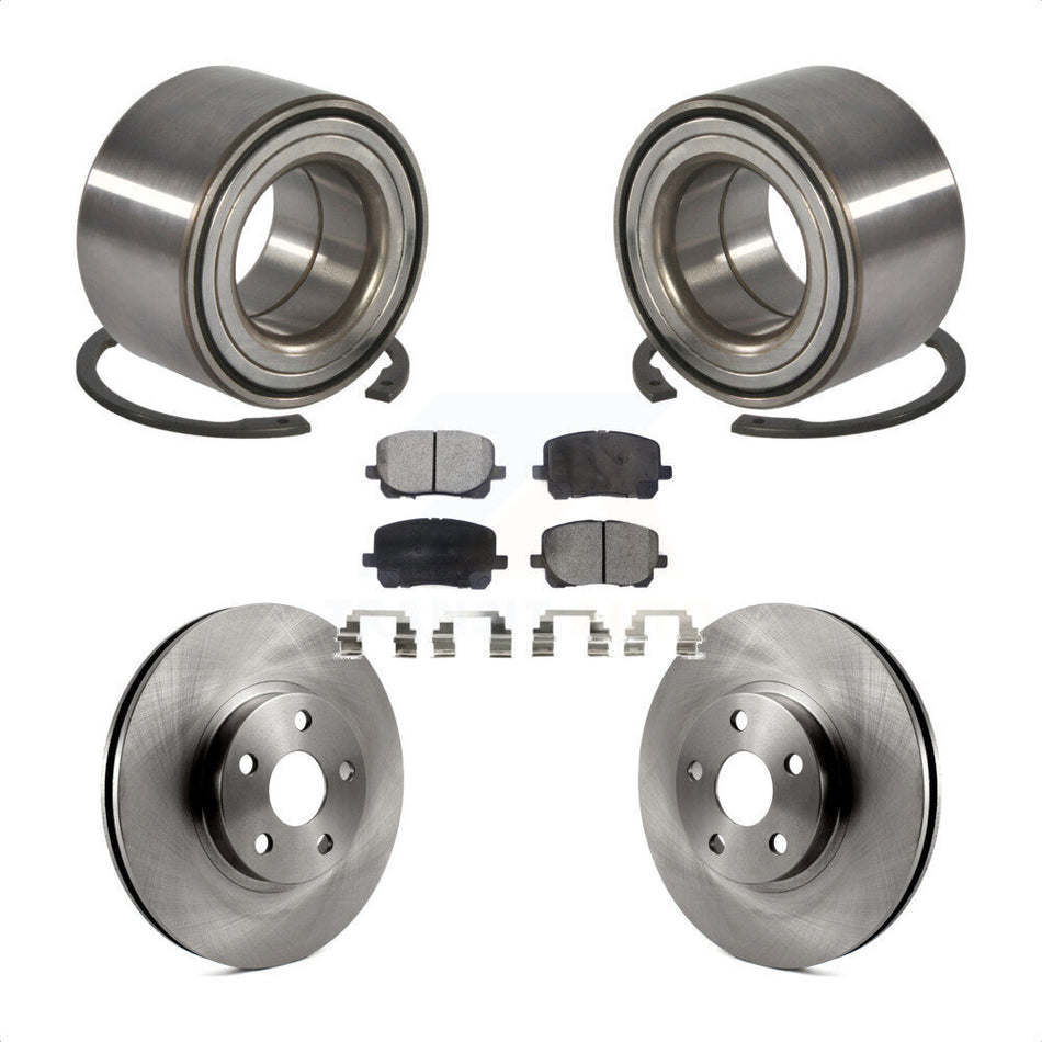 Front Wheel Bearing With Disc Brake Rotors And Semi-Metallic Pads Kit For 2003-2008 Toyota Corolla Matrix Pontiac Vibe KBB-102301