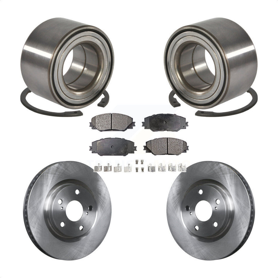 Front Wheel Bearing With Disc Brake Rotors And Semi-Metallic Pads Kit For 2017-2018 Toyota Corolla iM KBB-102302