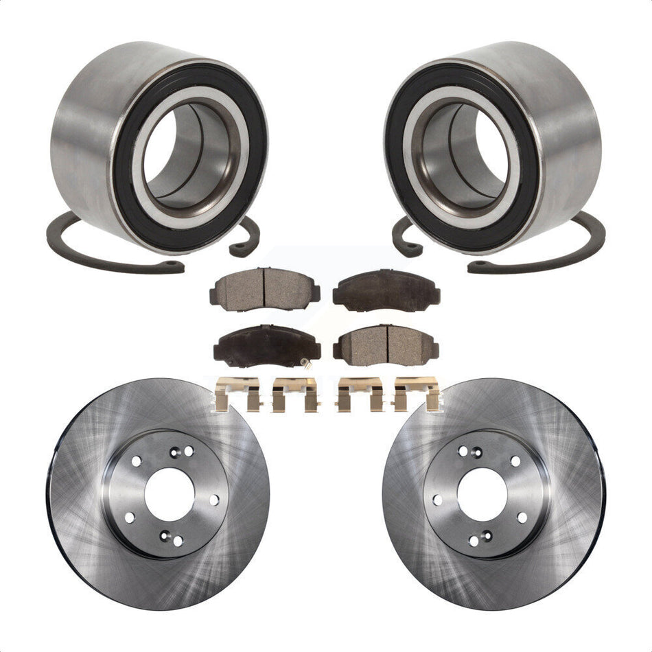 Front Wheel Bearing With Disc Brake Rotors And Semi-Metallic Pads Kit For Honda Accord Acura CSX KBB-102309