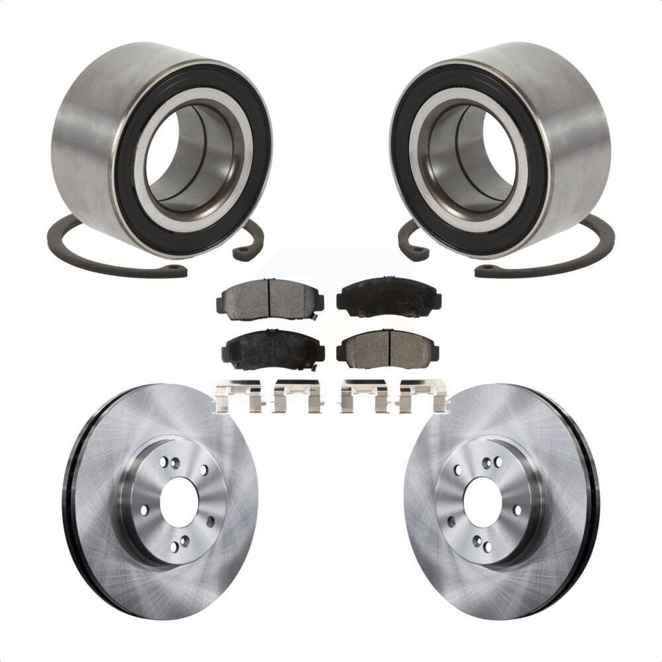 Front Wheel Bearing With Disc Brake Rotors And Semi-Metallic Pads Kit For Honda Accord Acura TL TSX KBB-102310