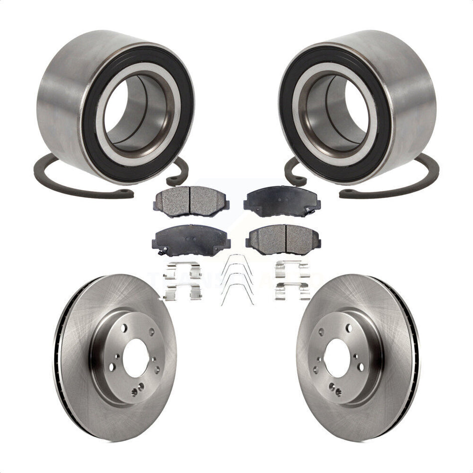 Front Wheel Bearing With Disc Brake Rotors And Semi-Metallic Pads Kit For Honda Civic KBB-102313