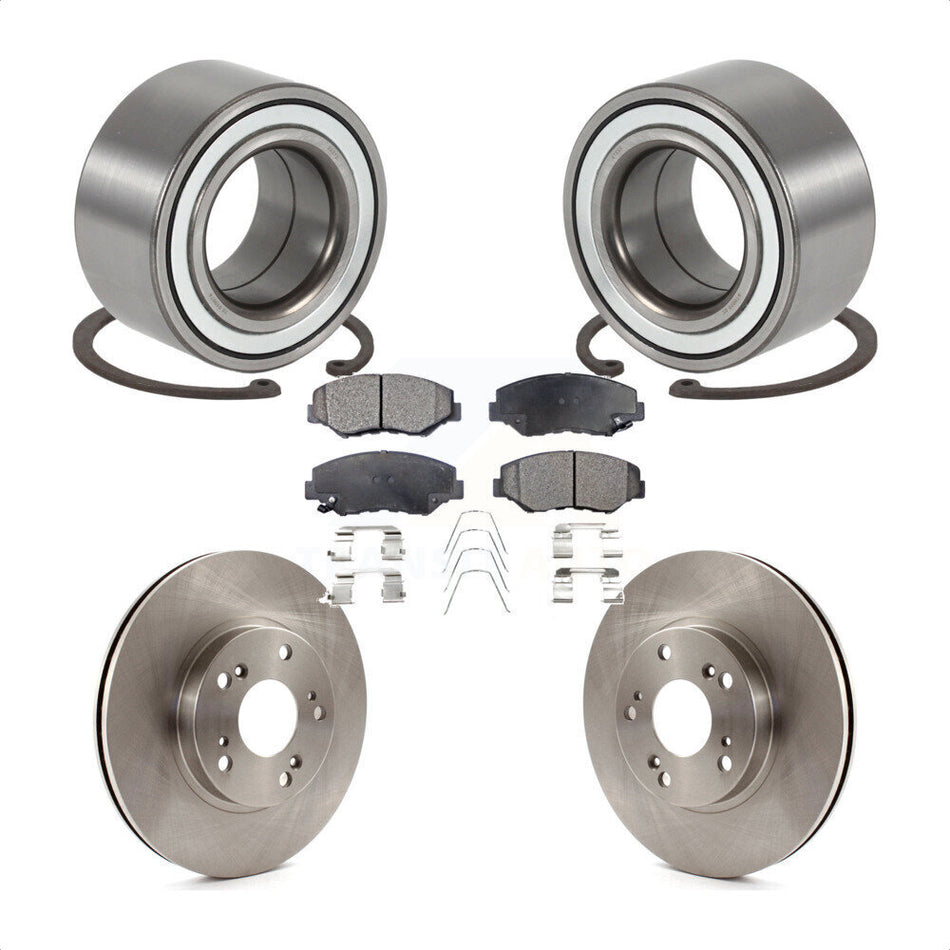 Front Wheel Bearing With Disc Brake Rotors And Semi-Metallic Pads Kit For Honda CR-V KBB-102316
