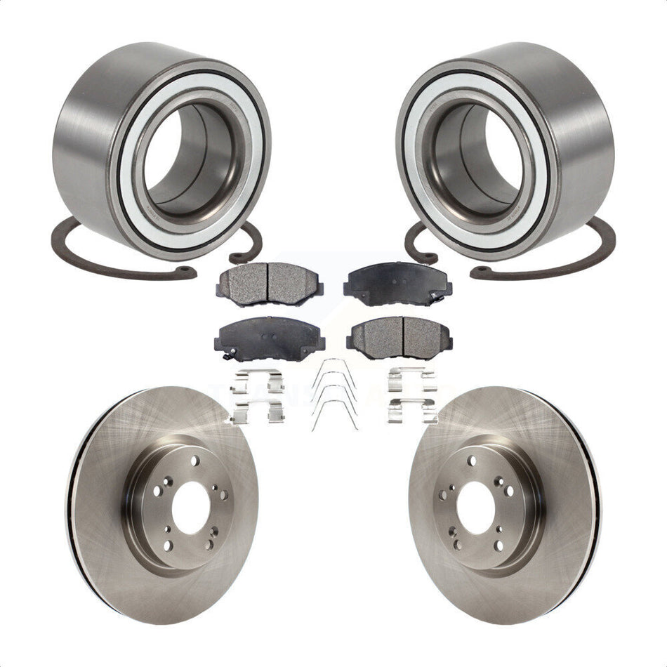 Front Wheel Bearing With Disc Brake Rotors And Semi-Metallic Pads Kit For 2005-2006 Honda CR-V KBB-102317