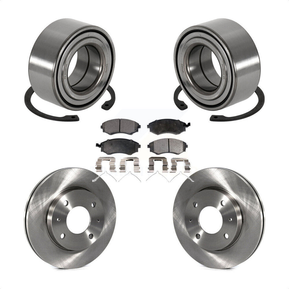 Front Wheel Bearing With Disc Brake Rotors And Semi-Metallic Pads Kit For Hyundai Sonata Kia Optima Magentis KBB-102321