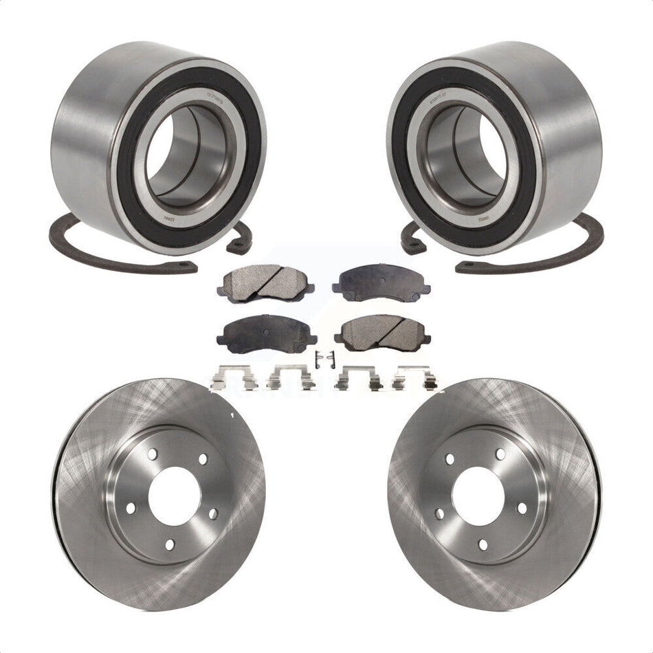 Front Wheel Bearing With Disc Brake Rotors And Semi-Metallic Pads Kit For Mitsubishi Lancer Outlander KBB-102326