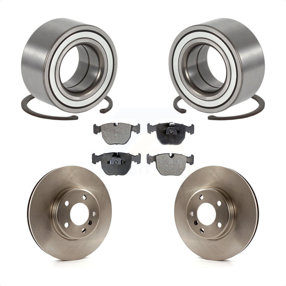 Front Wheel Bearing With Disc Brake Rotors And Semi-Metallic Pads Kit For 2000 BMW X5 KBB-102328