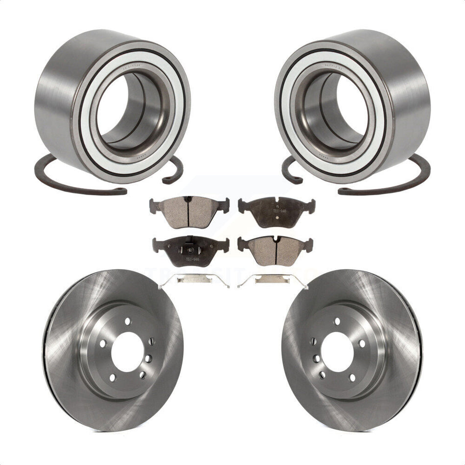 Front Wheel Bearing With Disc Brake Rotors And Semi-Metallic Pads Kit For 2001-2005 BMW 330xi KBB-102329