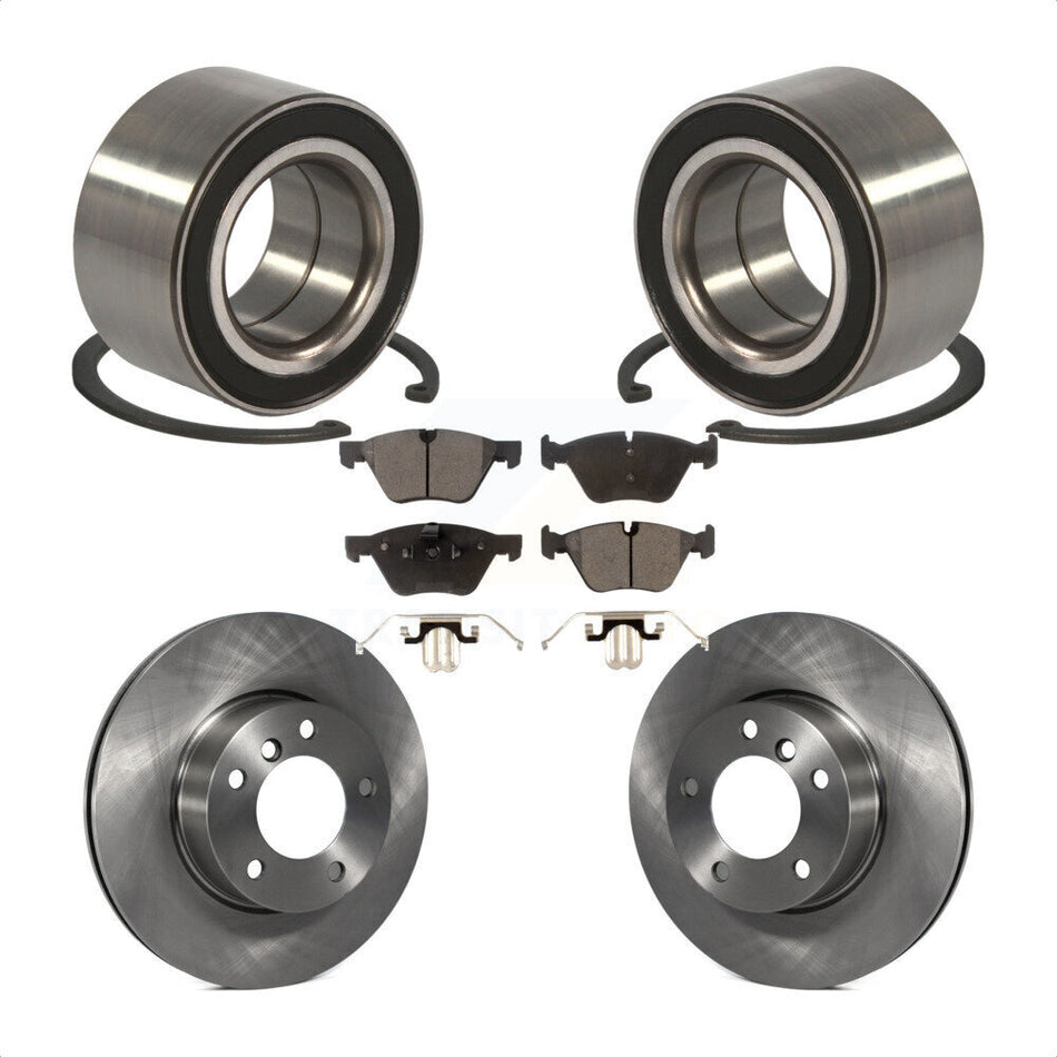 Front Wheel Bearing With Disc Brake Rotors And Semi-Metallic Pads Kit For BMW 328xi 325xi KBB-102333