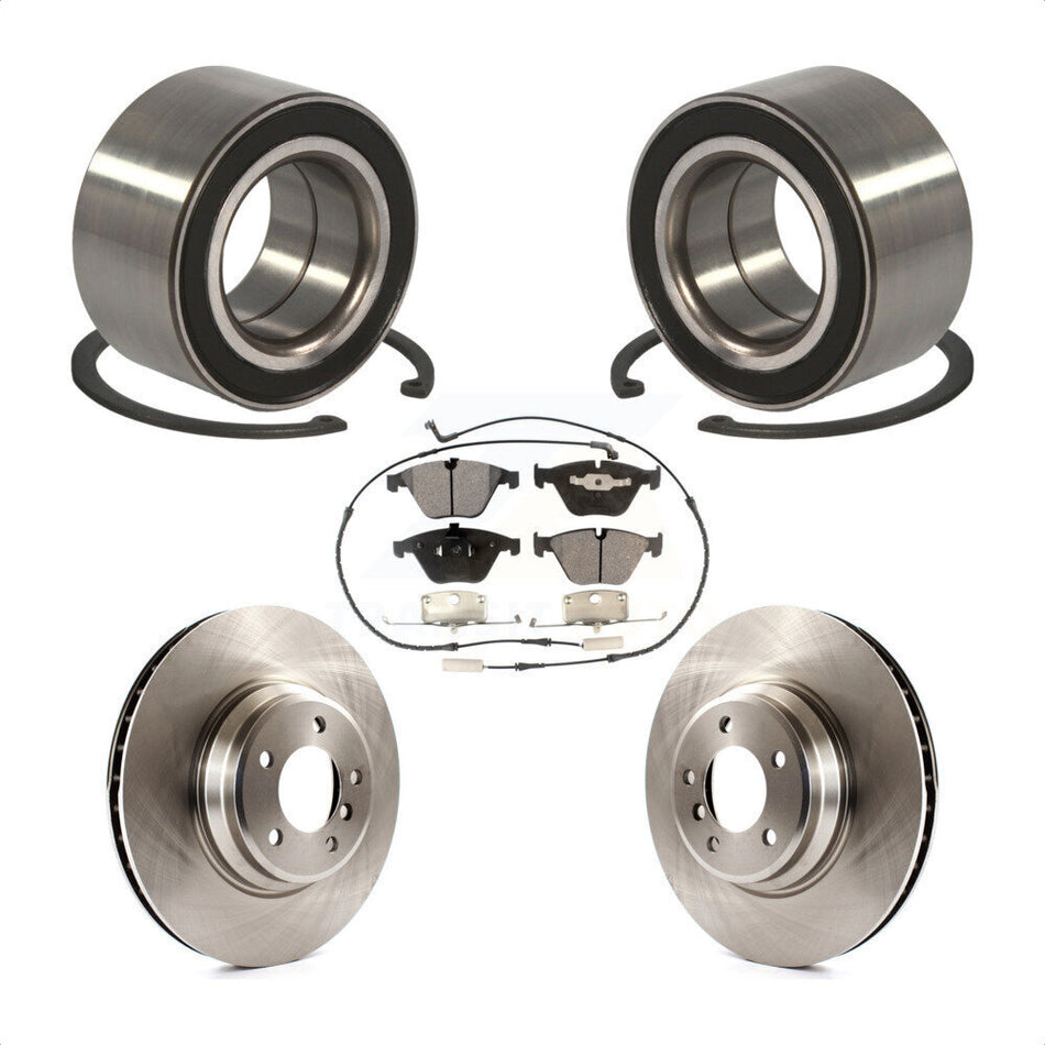 Front Wheel Bearing With Disc Brake Rotors And Semi-Metallic Pads Kit For BMW 335i xDrive 335xi KBB-102336