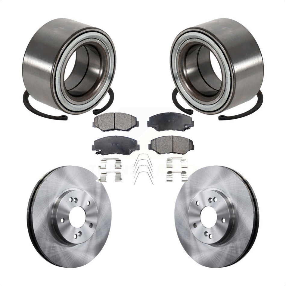 Front Wheel Bearing With Disc Brake Rotors And Semi-Metallic Pads Kit For 2005-2008 Honda Pilot KBB-102355