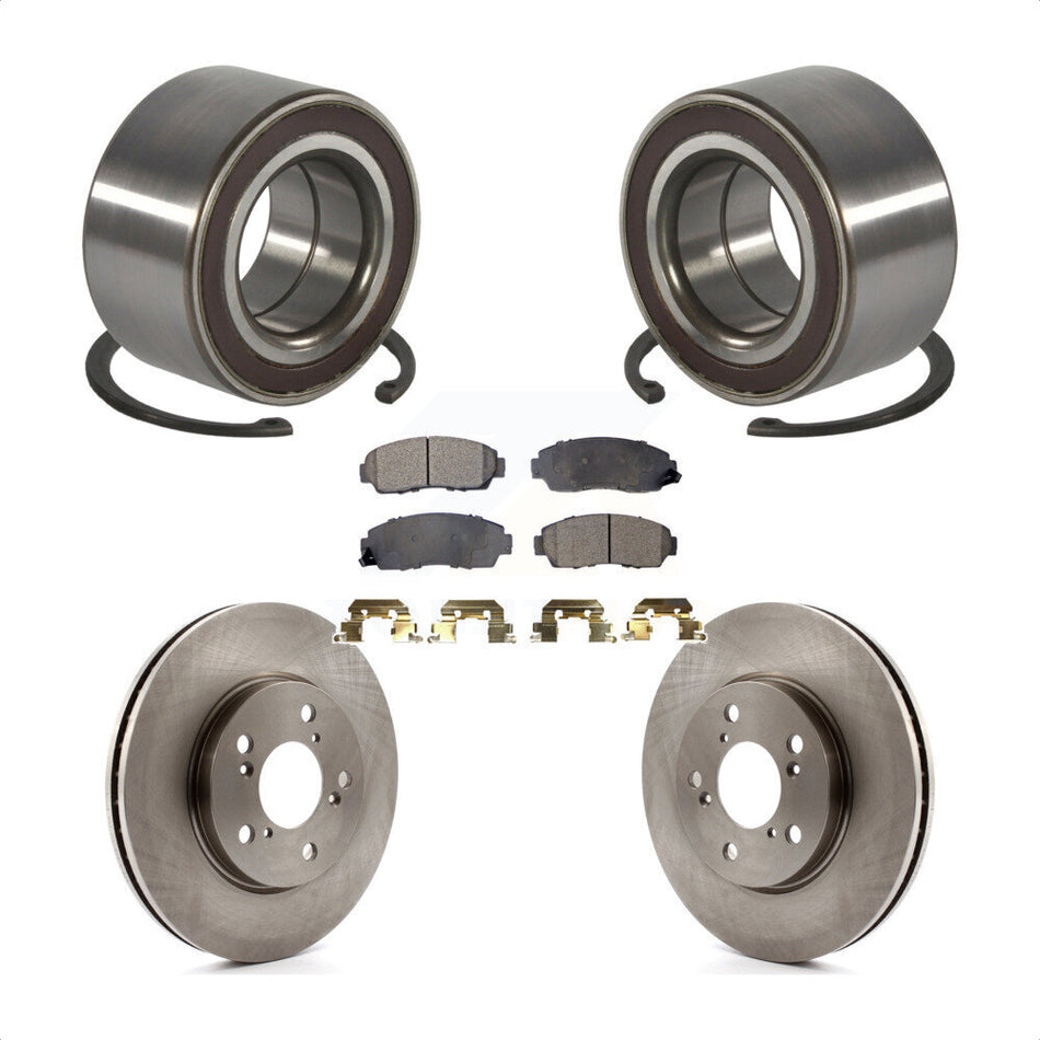 Front Wheel Bearing With Disc Brake Rotors And Semi-Metallic Pads Kit For 2005-2010 Honda Odyssey KBB-102356
