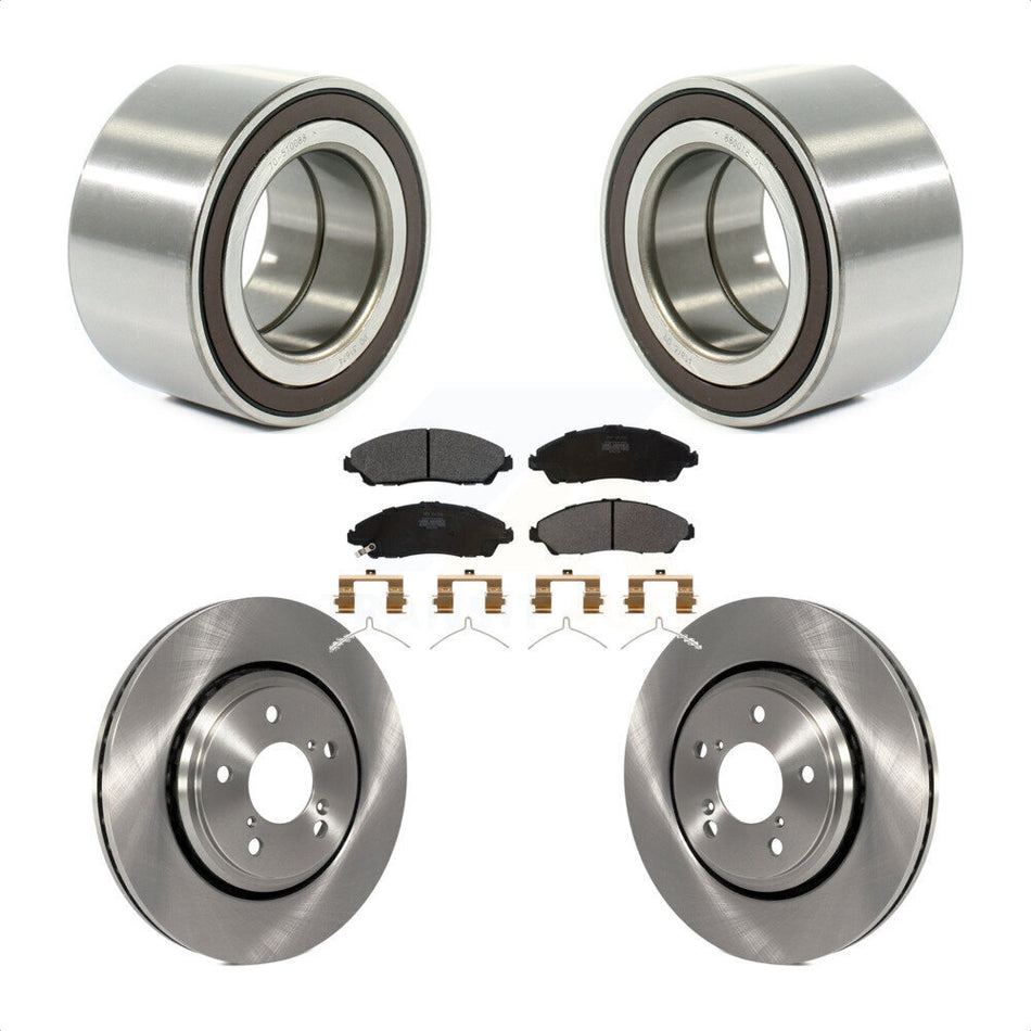 Front Wheel Bearing With Disc Brake Rotors And Semi-Metallic Pads Kit For 2017-2019 Honda Ridgeline KBB-102358